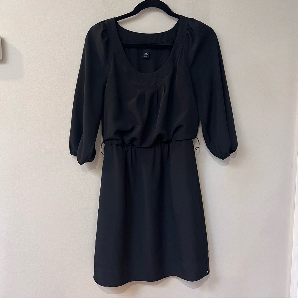 White House Black Market Long Sleeve Mini Black Dress